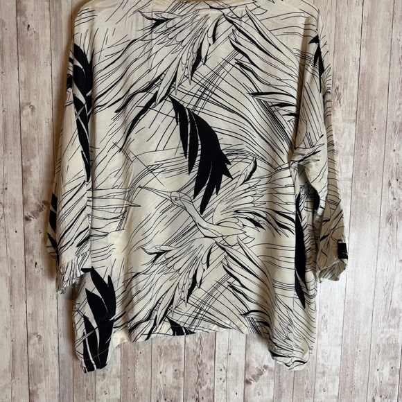 Masai Copenhagen Botanical Bird Print Oversized Viscose Blouse - Picture 6 of 7